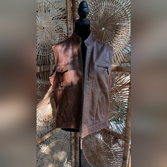 Vintage Coldwater Creek Brown Leather Vest_Large - Picture 1 of 9